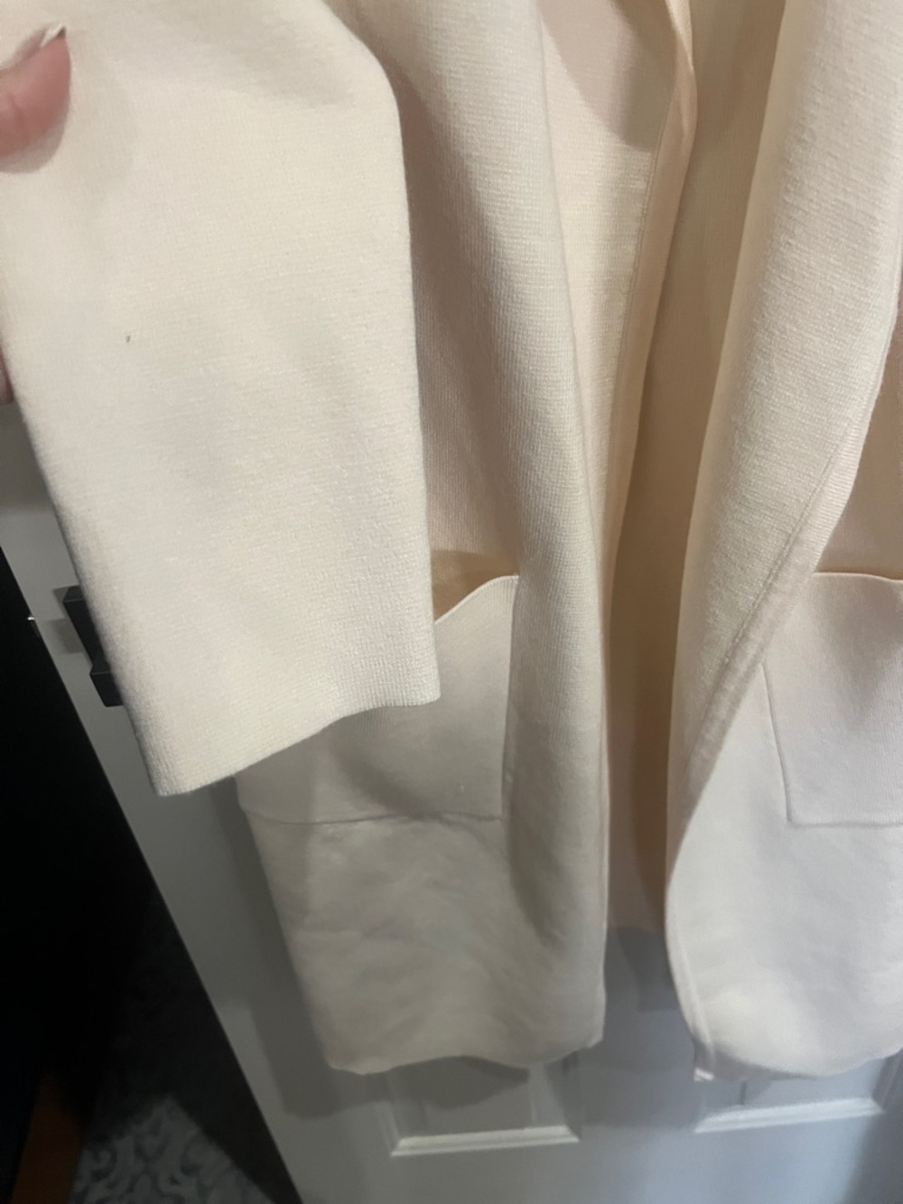 Anrabess Cream Open-Front Long Cardigan Sweater - Picture 5 of 9
